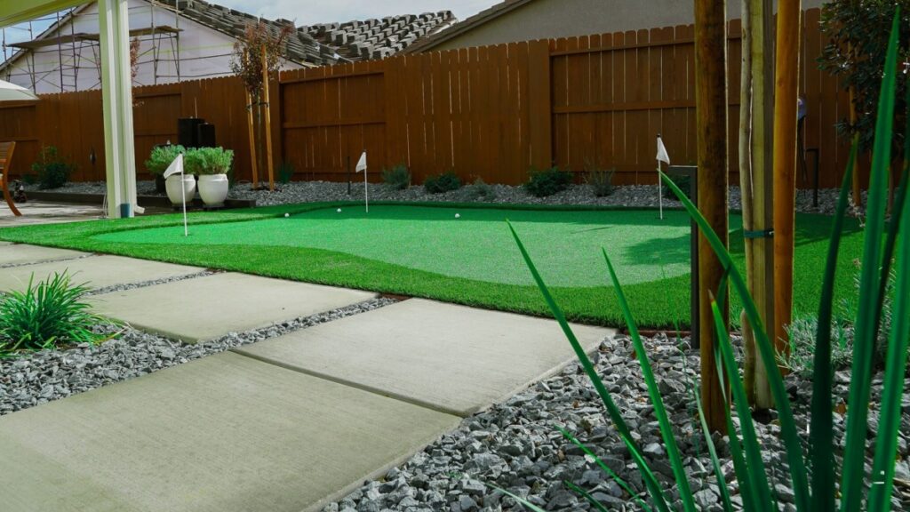 Backyard putting green cost in North Texas residential project
