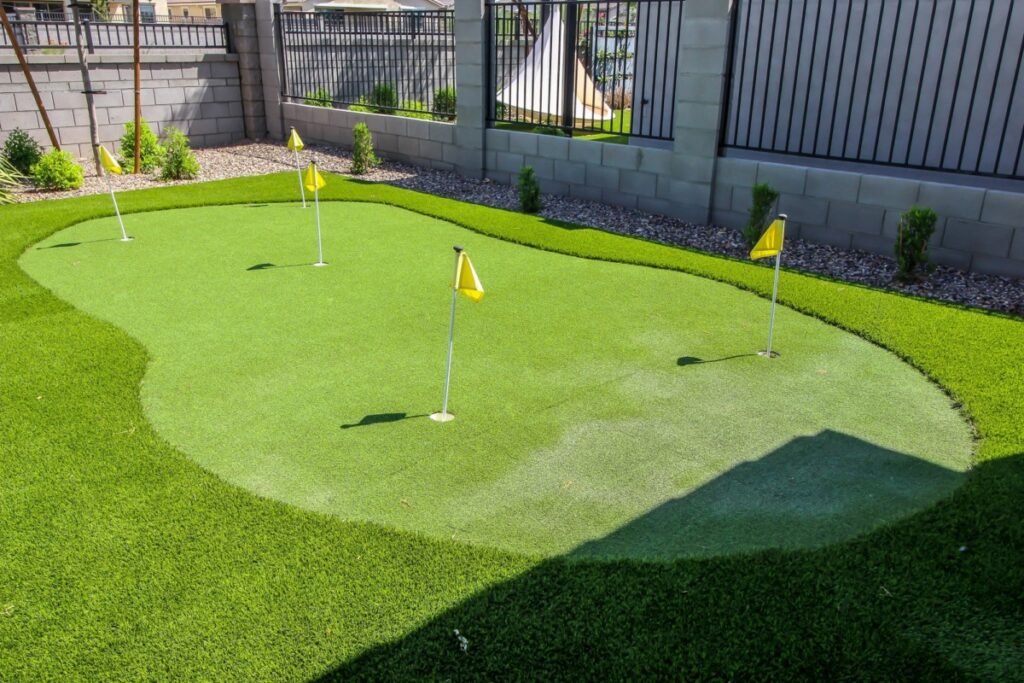 Custom backyard putting green installation DFW Texas home